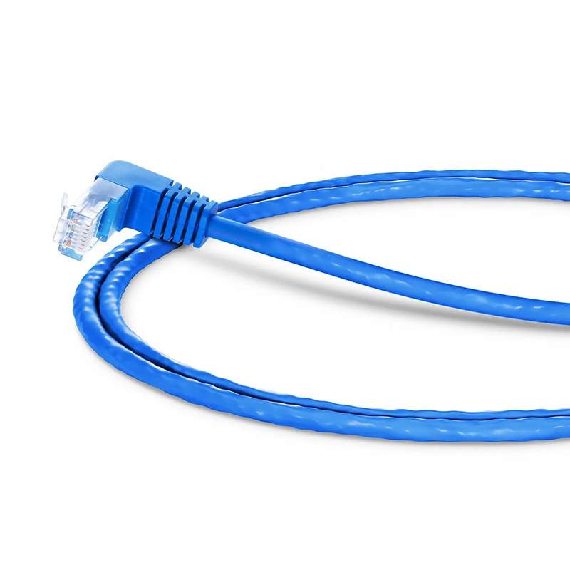 SFPS 3ft (0.9m) 90 Degree Cat6 26AWG Snagless Unshielded (U/UTP) PVC CM Ethernet Network Patch Cable, RJ45 Right Angle UP Male to RJ45 Male, Blue