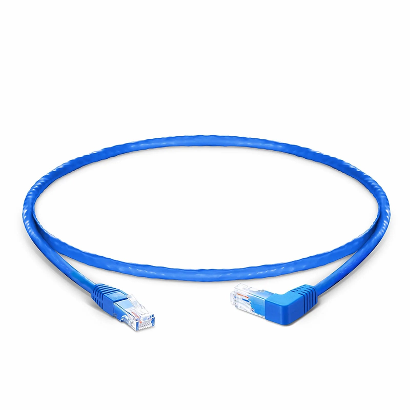 SFPS 1ft (0.3m) 90 Degree Cat6 26AWG Snagless Unshielded (U/UTP) PVC CM Ethernet Network Patch Cable, RJ45 Right Angle UP Male to RJ45 Male, Blue