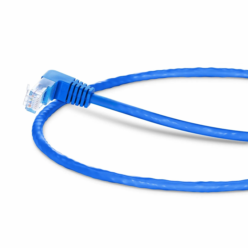 SFPS 1ft (0.3m) 90 Degree Cat6 26AWG Snagless Unshielded (U/UTP) PVC CM Ethernet Network Patch Cable, RJ45 Right Angle UP Male to RJ45 Male, Blue