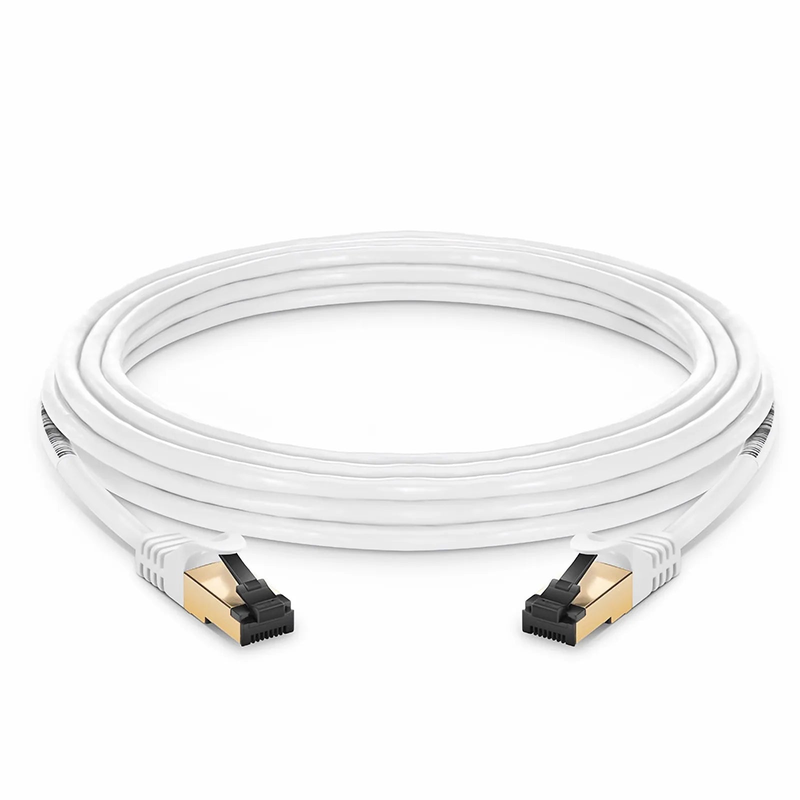 SFPS 25ft (7.6m) Cat8 28AWG Snagless Shielded (S/FTP) PVC CM Ethernet Network Patch Cable, Off-White