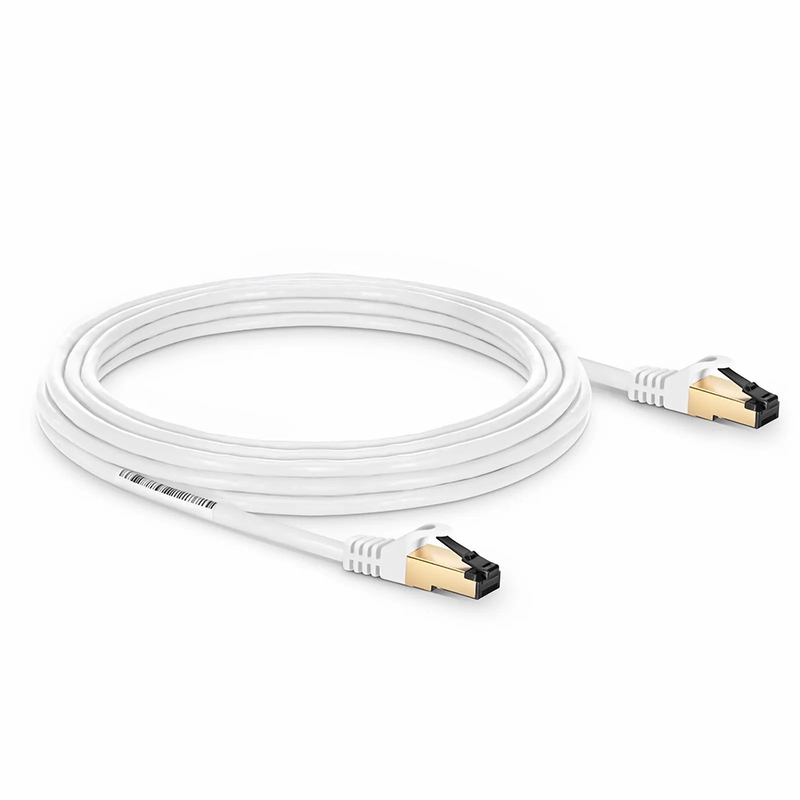 SFPS 25ft (7.6m) Cat8 28AWG Snagless Shielded (S/FTP) PVC CM Ethernet Network Patch Cable, Off-White