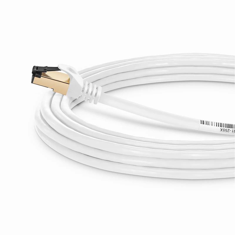 SFPS 25ft (7.6m) Cat8 28AWG Snagless Shielded (S/FTP) PVC CM Ethernet Network Patch Cable, Off-White