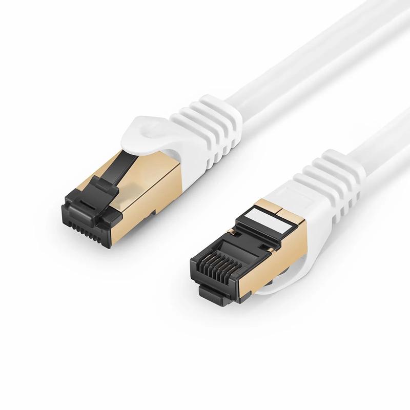 SFPS 25ft (7.6m) Cat8 28AWG Snagless Shielded (S/FTP) PVC CM Ethernet Network Patch Cable, Off-White
