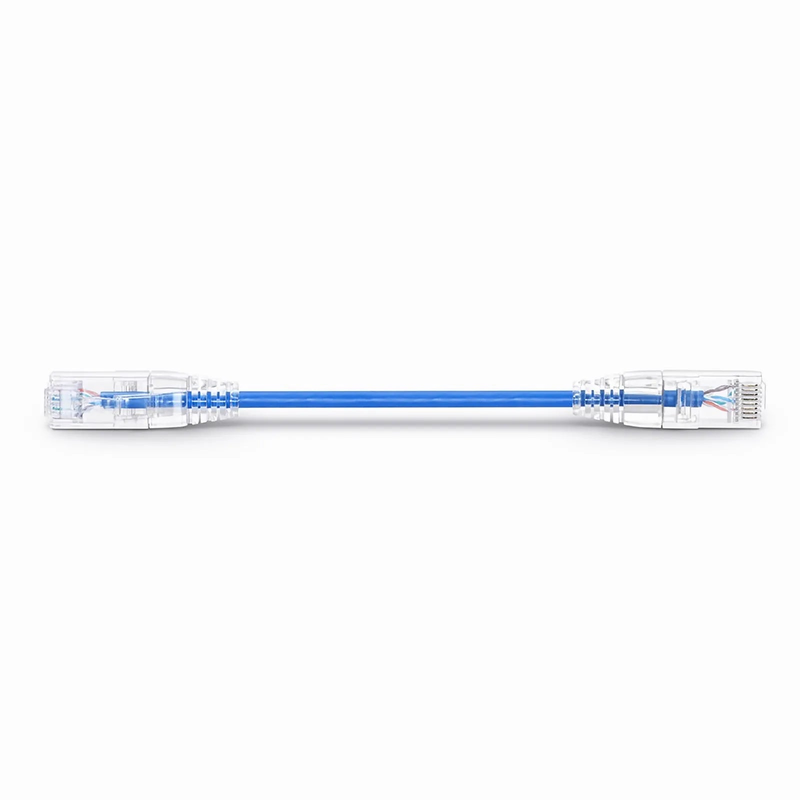 SFPS 8in (0.2m) Cat6a 28AWG Snagless Unshielded (U/UTP) CM/LSZH Small Diameter High-Flex Ethernet Network Patch Cable, Blue