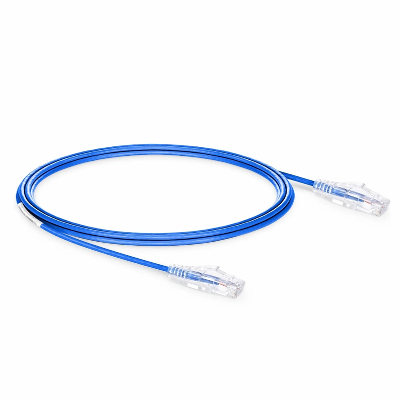 SFPS 16ft (4.9m) Cat6a 28AWG Snagless Unshielded (U/UTP) CM/LSZH Small Diameter High-Flex Ethernet Network Patch Cable, Blue