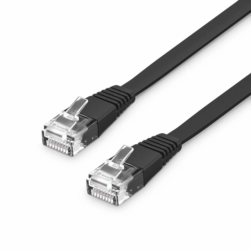 SFPS 3ft (0.9m) Flat Cat6 32AWG Snagless Unshielded (U/UTP) PVC Ethernet Network Patch Cable, Black