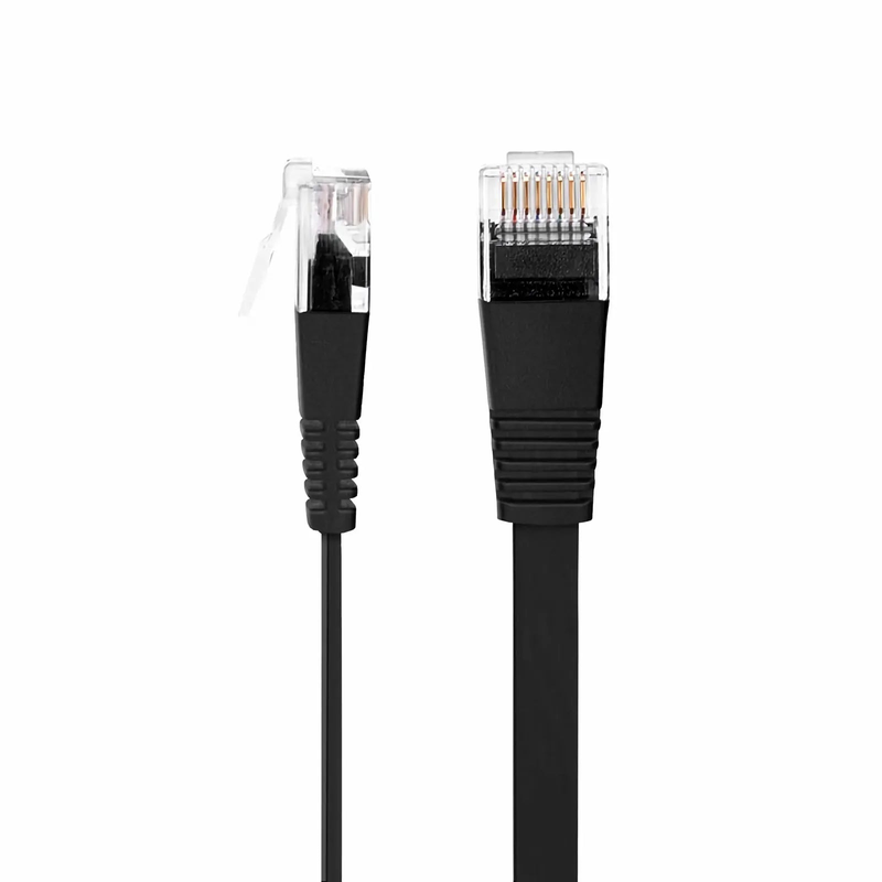 SFPS 10ft (3m) Flat Cat6 32AWG Snagless Unshielded (U/UTP) PVC Ethernet Network Patch Cable, Black