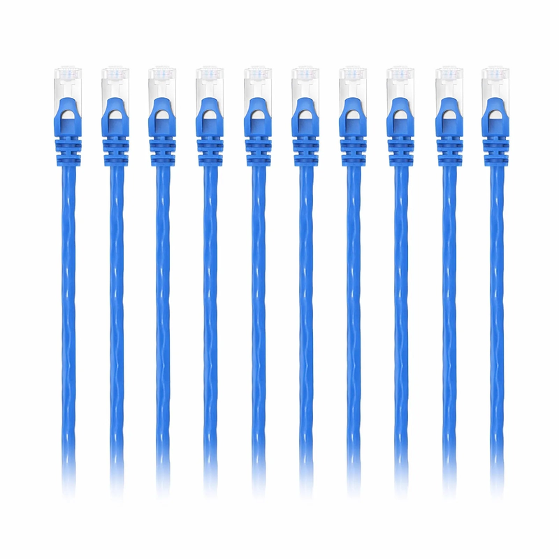SFPS 2ft (0.6m) Cat6a 26AWG Snagless Shielded (S/FTP) PVC CM Ethernet Network Patch Cable, Blue, 10Pcs/pack