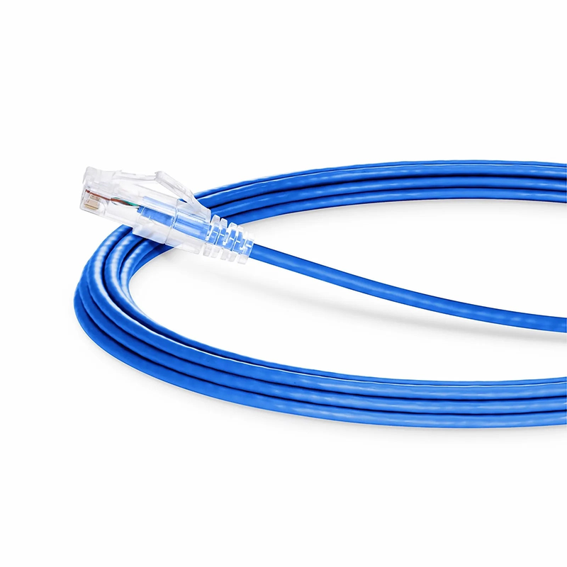 SFPS 25ft (7.6m) Cat6 28AWG Snagless Unshielded (U/UTP) PVC CM Small Diameter High-Flex Ethernet Network Patch Cable, Blue