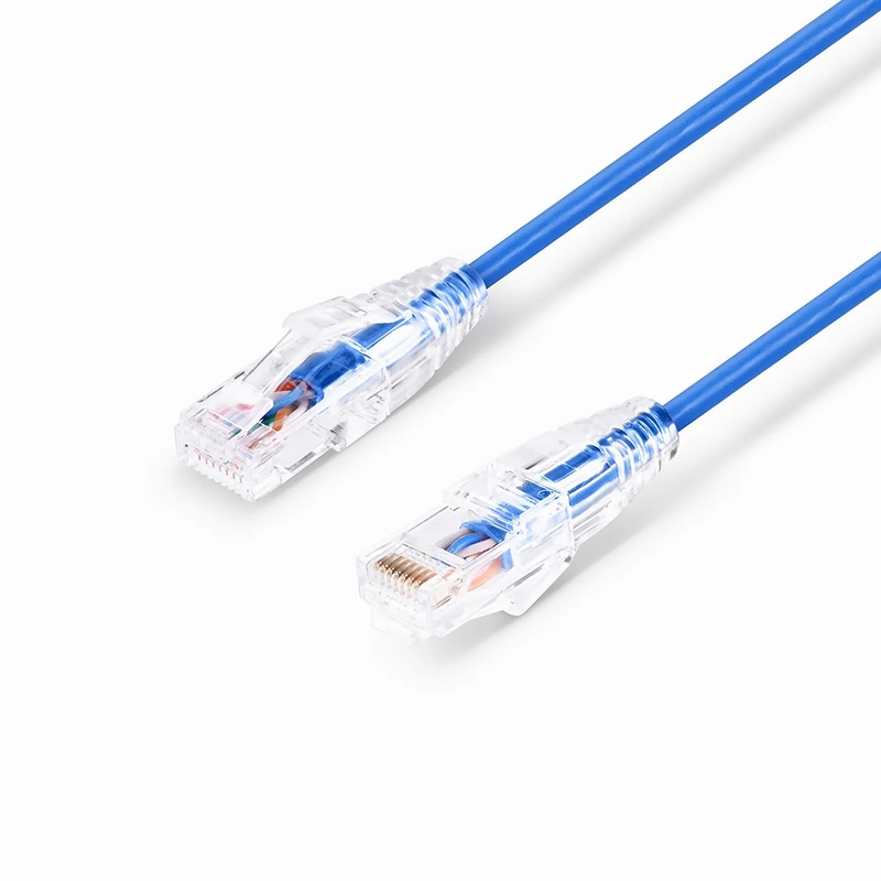 SFPS 25ft (7.6m) Cat6 28AWG Snagless Unshielded (U/UTP) PVC CM Small Diameter High-Flex Ethernet Network Patch Cable, Blue