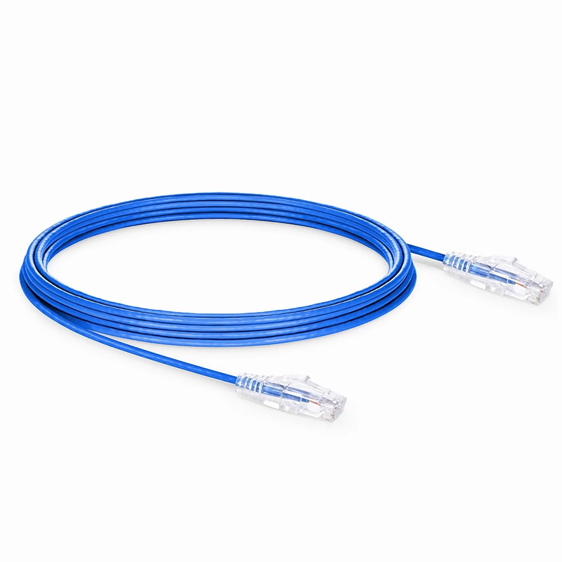 SFPS 60ft (18.3m) Cat6 28AWG Snagless Unshielded (U/UTP) PVC CM Small Diameter High-Flex Ethernet Network Patch Cable, Blue