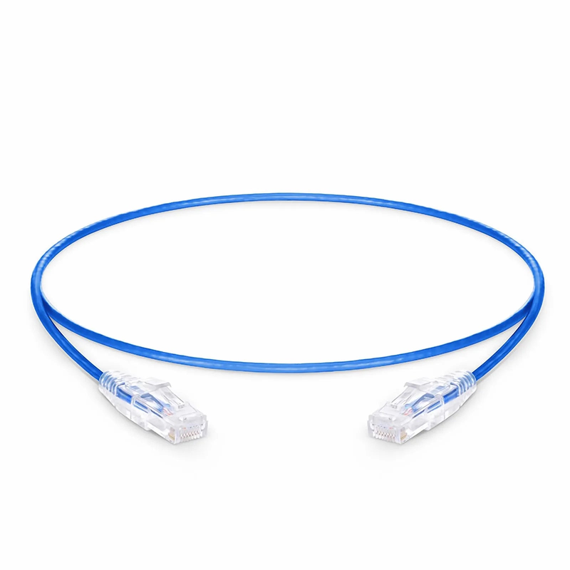 SFPS 1ft (0.3m) Cat6a 28AWG Snagless Unshielded (U/UTP) PVC CM Small Diameter High-Flex Ethernet Network Patch Cable, Blue