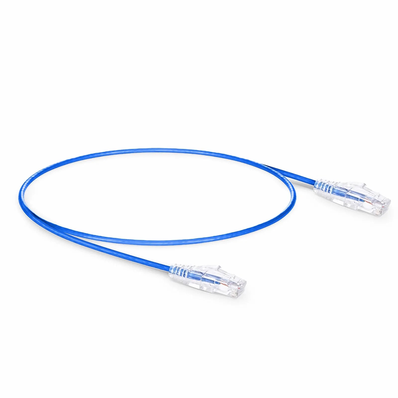 SFPS 1ft (0.3m) Cat6a 28AWG Snagless Unshielded (U/UTP) PVC CM Small Diameter High-Flex Ethernet Network Patch Cable, Blue
