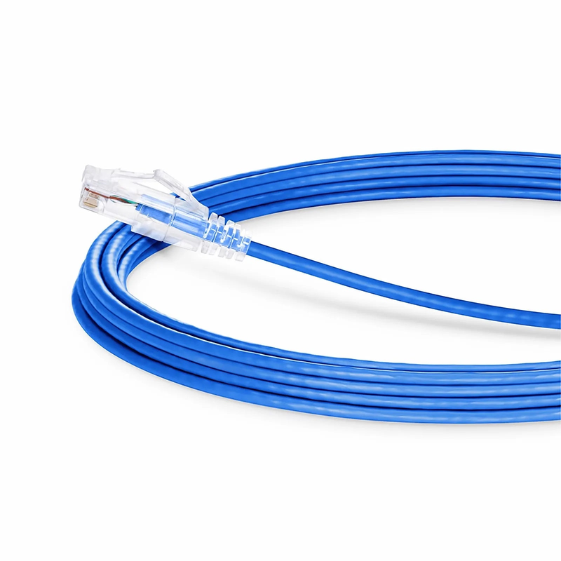 SFPS 33ft (10m) Cat6a 28AWG Snagless Unshielded (U/UTP) PVC CM Small Diameter High-Flex Ethernet Network Patch Cable, Blue