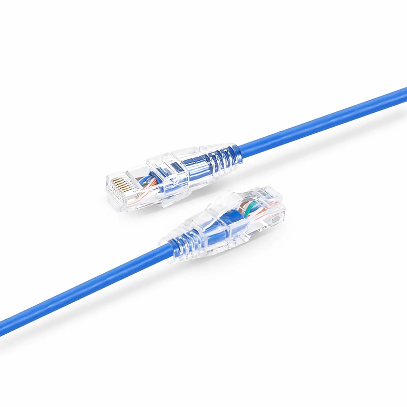 SFPS 6in (0.15m) Cat6a 28AWG Snagless Unshielded (U/UTP) PVC CM Small Diameter High-Flex Ethernet Network Patch Cable, Blue
