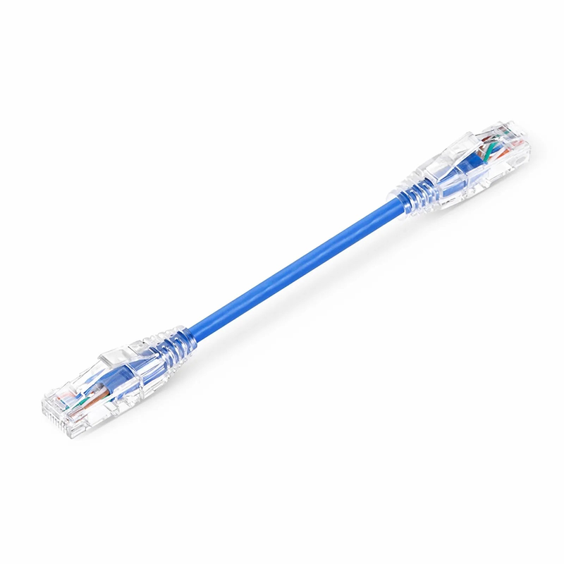 SFPS 6in (0.15m) Cat6a 28AWG Snagless Unshielded (U/UTP) PVC CM Small Diameter High-Flex Ethernet Network Patch Cable, Blue