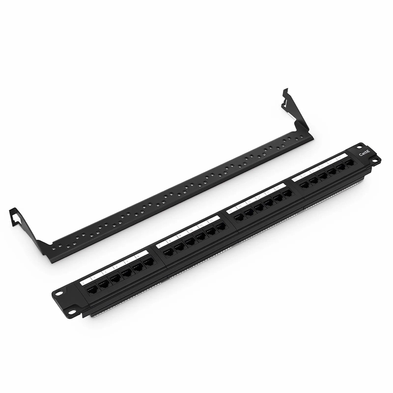 SFPS Cat5e 110-Style Patch Panel, 24-Port, 1RU, Cable Management Bar Included