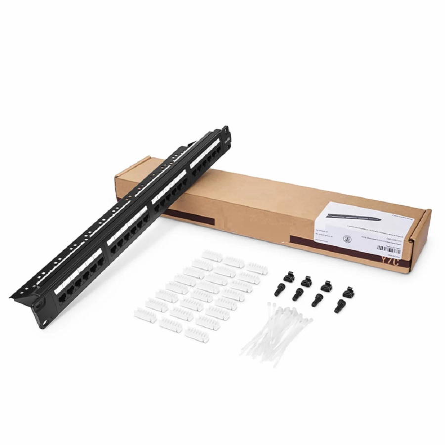 SFPS Cat5e 110-Style Patch Panel, 24-Port, 1RU, Cable Management Bar Included