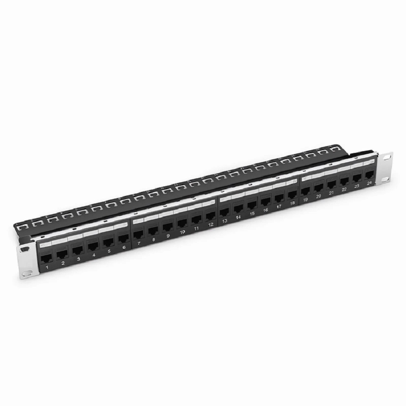 SFPS Cat5e Coupler Patch Panel, 24-Port, 1RU, Cable Management Bar Included