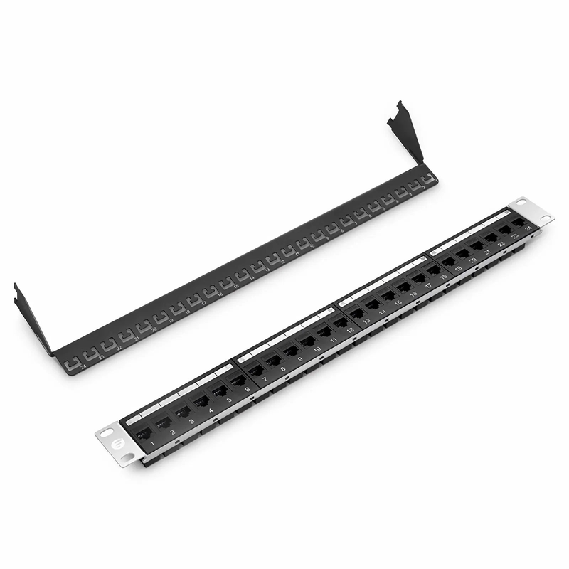 SFPS Cat5e Coupler Patch Panel, 24-Port, 1RU, Cable Management Bar Included