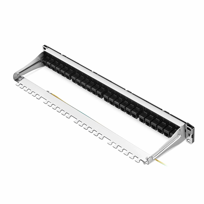SFPS FDMP Cat6 Unshielded Coupler Recessed Patch Panel, 24-Port, 1RU, Cable Management Bar Included