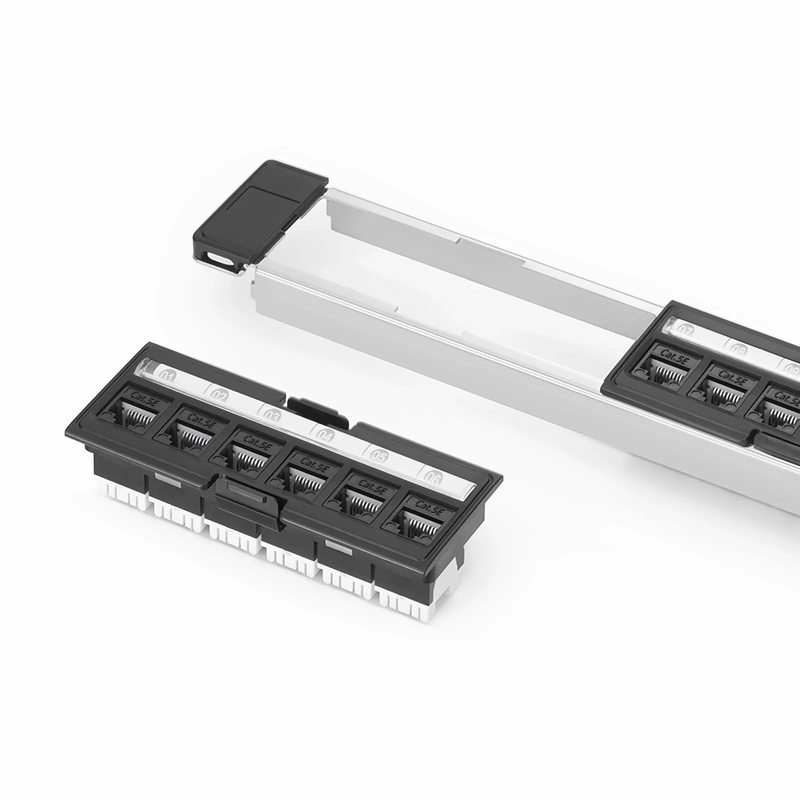 SFPS FDMP Cat5e 110-Style Unshielded Recessed Patch Panel, 24-Port, 1RU, Cable Management Bar Included