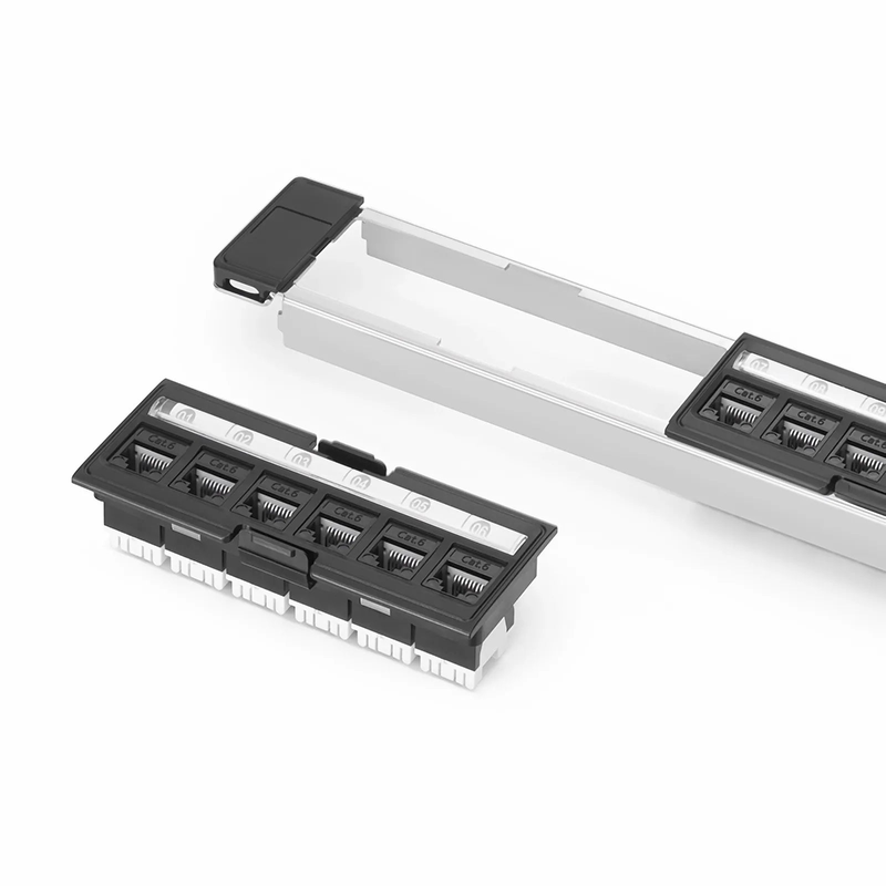 SFPS FDMP Cat6 110-Style Unshielded Recessed Patch Panel, 24-Port, 1RU, Cable Management Bar Included