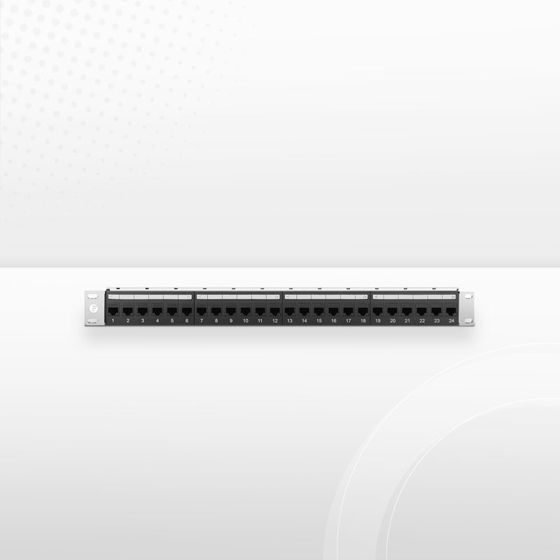 SFPS Cat5e Coupler Patch Panel, 24-Port, 1RU, Cable Management Bar Included