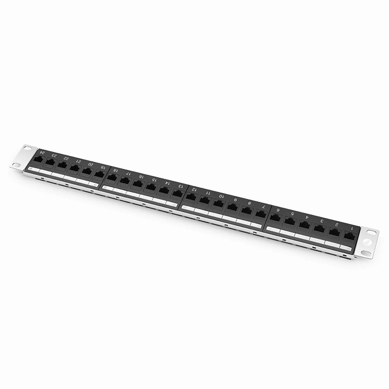 SFPS Cat5e Coupler Patch Panel, 24-Port, 1RU, Cable Management Bar Included