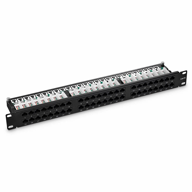 SFPS Cat6 110-Style Patch Panel, 48-Port, 1RU, Cable Management Bar Included