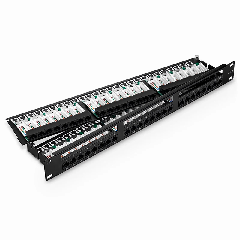 SFPS Cat6 110-Style Patch Panel, 48-Port, 1RU, Cable Management Bar Included