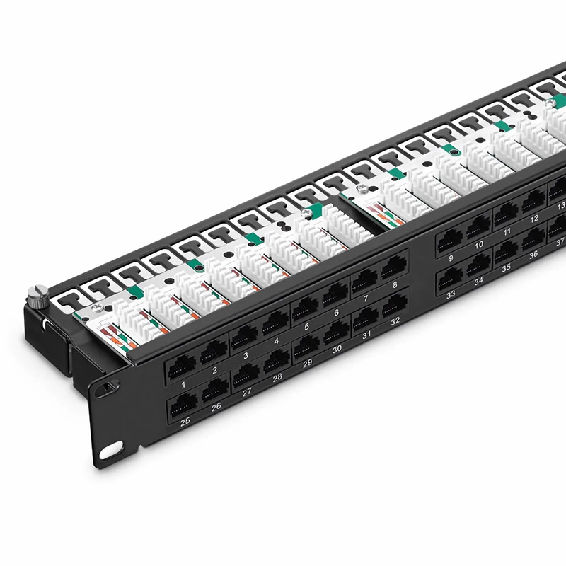 SFPS Cat6 110-Style Patch Panel, 48-Port, 1RU, Cable Management Bar Included
