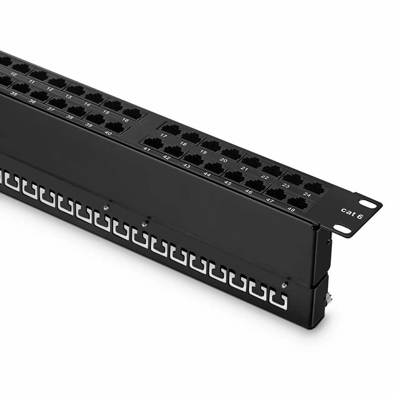 SFPS Cat6 110-Style Patch Panel, 48-Port, 1RU, Cable Management Bar Included