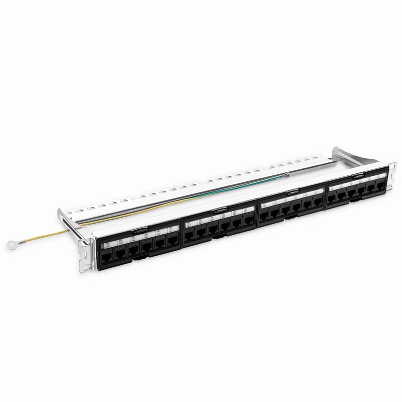 SFPS FDMP Cat6a Unshielded Coupler Recessed Patch Panel, 24-Port, 1RU, Cable Management Bar Included