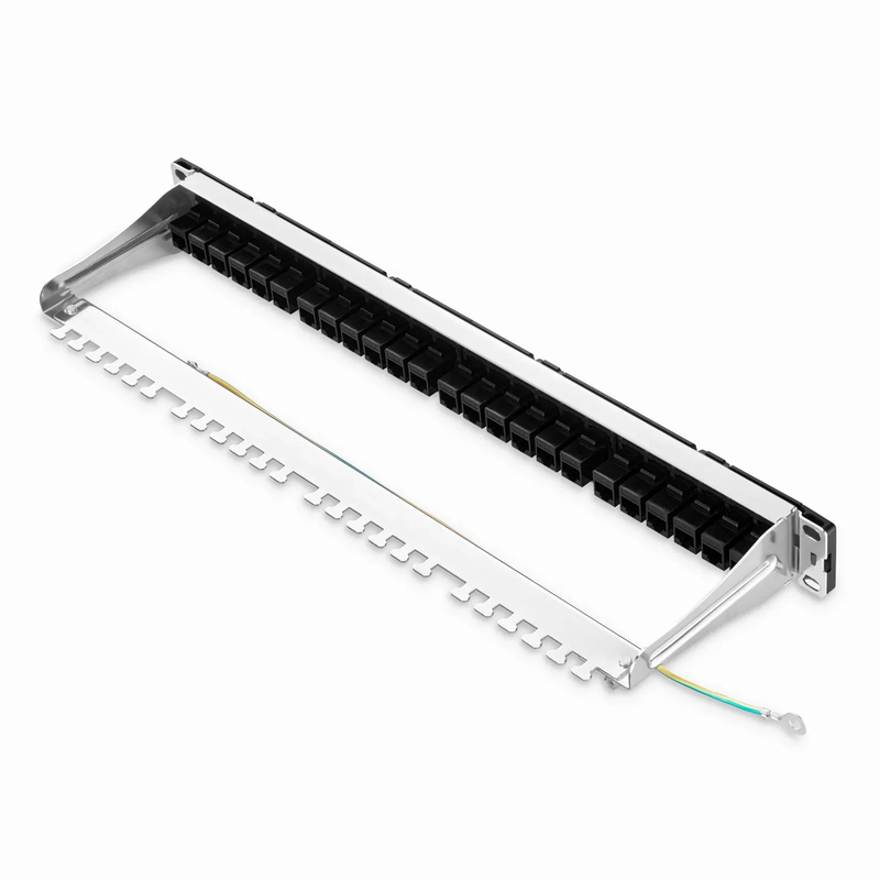 SFPS FDMP Cat6a Unshielded Coupler Recessed Patch Panel, 24-Port, 1RU, Cable Management Bar Included