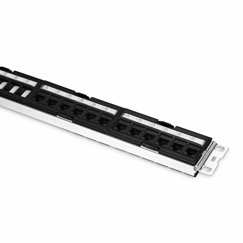 SFPS FDMP Cat6a Unshielded Coupler Recessed Patch Panel, 24-Port, 1RU, Cable Management Bar Included