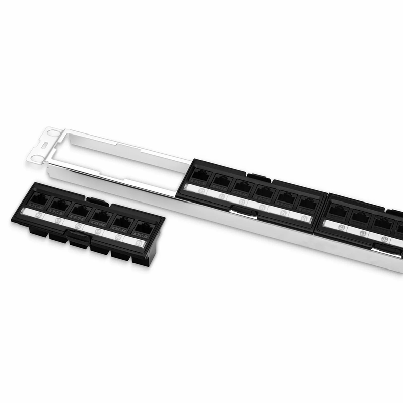 SFPS FDMP Cat6a Unshielded Coupler Recessed Patch Panel, 24-Port, 1RU, Cable Management Bar Included