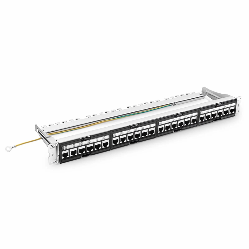 SFPS FDMP Cat6 Shielded Coupler Recessed Patch Panel, 24-Port, 1RU, Cable Management Bar Included