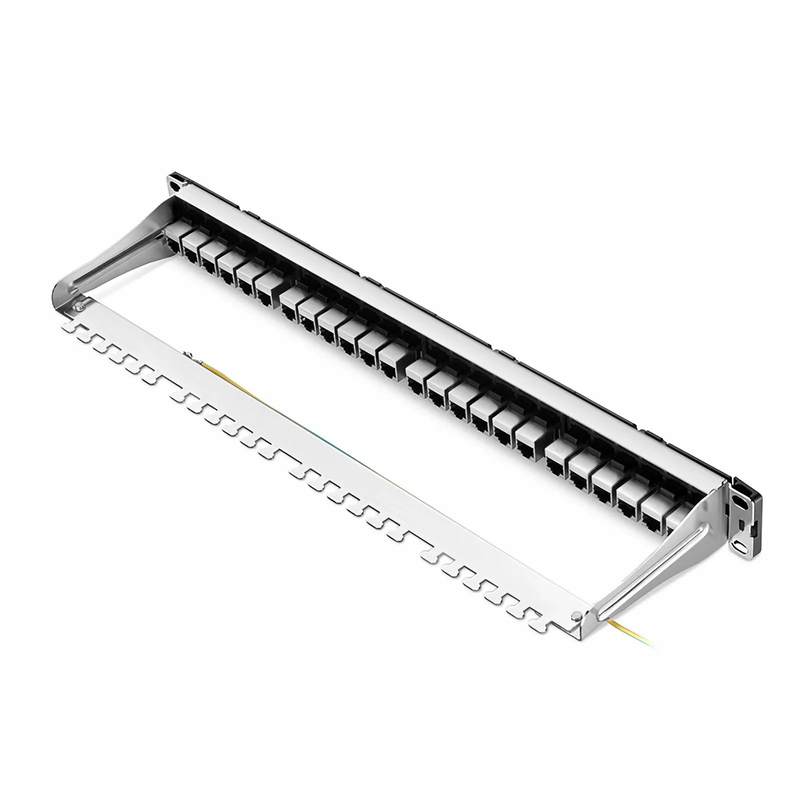 SFPS FDMP Cat6 Shielded Coupler Recessed Patch Panel, 24-Port, 1RU, Cable Management Bar Included
