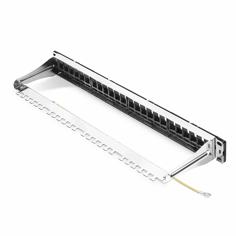 SFPS FDMP Blank Shielded/UnShielded Recessed Patch Panel for Keystone Modules, 24-Port, 1RU, Cable Management Bar Included, Black