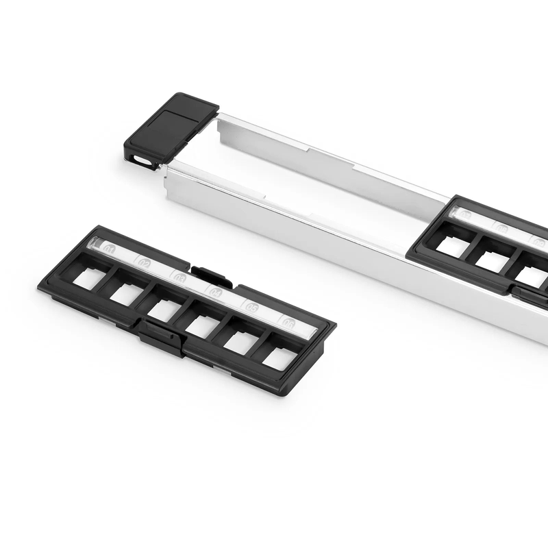 SFPS FDMP Blank Shielded/UnShielded Recessed Patch Panel for Keystone Modules, 24-Port, 1RU, Cable Management Bar Included, Black