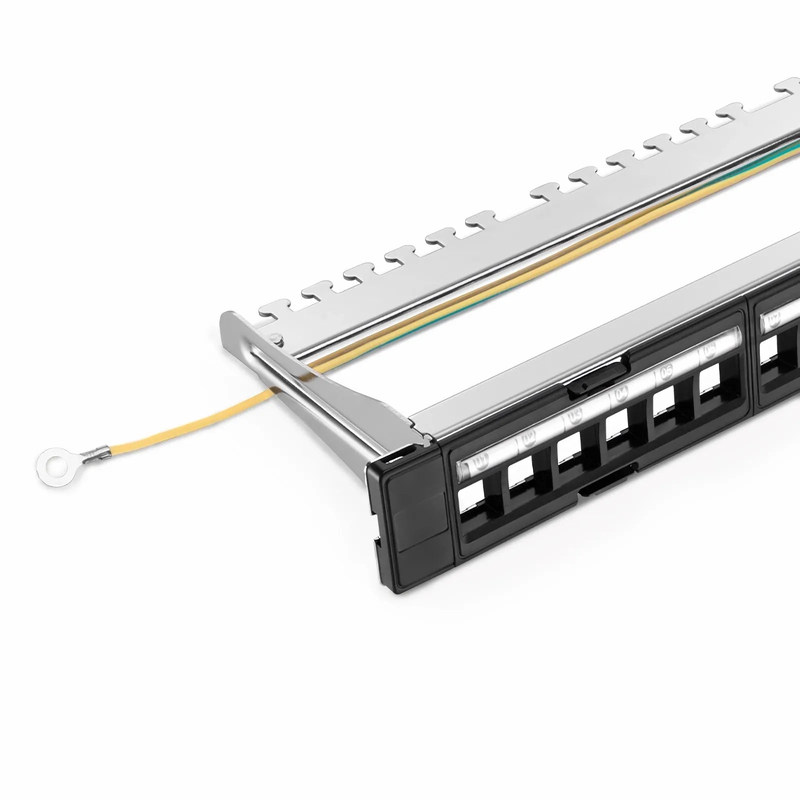 SFPS FDMP Blank Shielded/UnShielded Recessed Patch Panel for Keystone Modules, 24-Port, 1RU, Cable Management Bar Included, Black