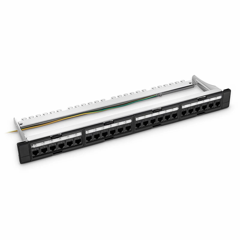 SFPS FDMP Cat5e 110-Style Unshielded Recessed Patch Panel, 24-Port, 1RU, Cable Management Bar Included