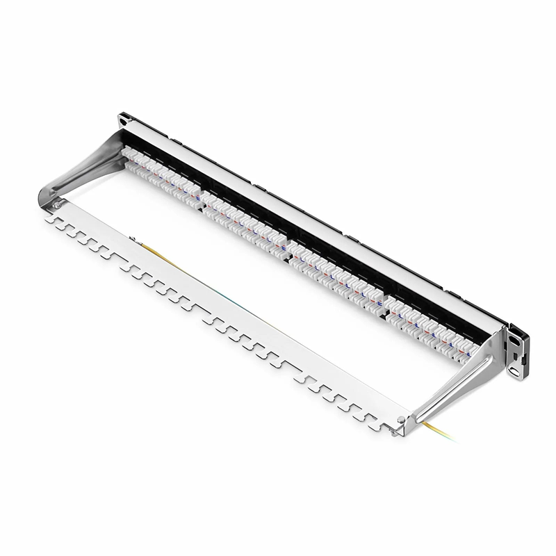SFPS FDMP Cat5e 110-Style Unshielded Recessed Patch Panel, 24-Port, 1RU, Cable Management Bar Included