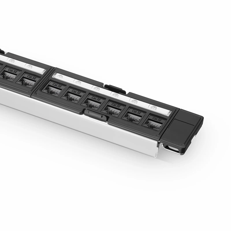 SFPS FDMP Cat5e 110-Style Unshielded Recessed Patch Panel, 24-Port, 1RU, Cable Management Bar Included
