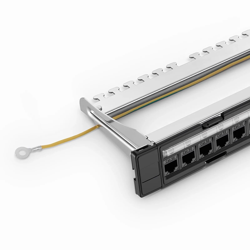 SFPS FDMP Cat5e 110-Style Unshielded Recessed Patch Panel, 24-Port, 1RU, Cable Management Bar Included