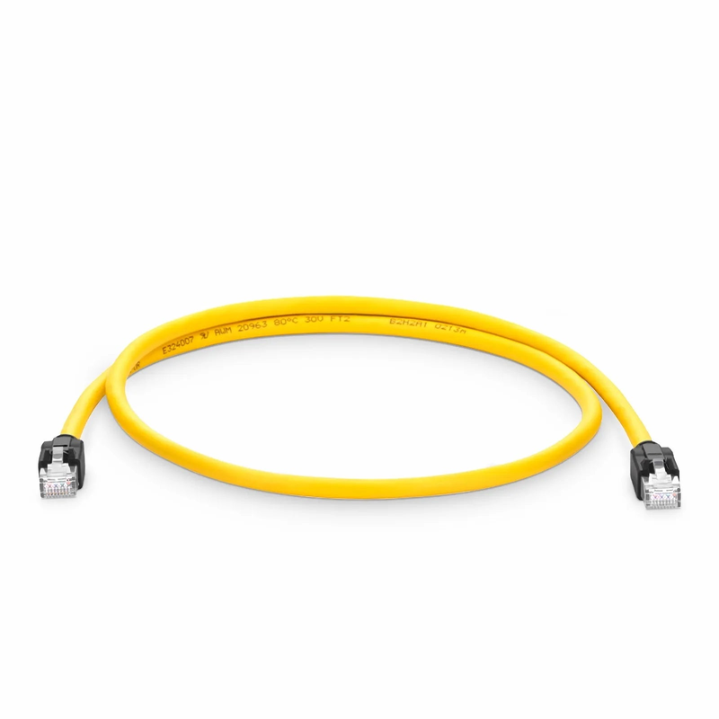 SFPS 33ft (10m) Industrial Cat6a Shielded (S/FTP) PUR Ethernet Network Patch Cable, Yellow