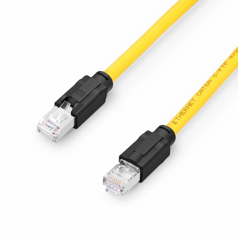 SFPS 16ft (5m) Industrial Cat6a Shielded (S/FTP) PUR Ethernet Network Patch Cable, Yellow