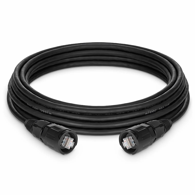SFPS 16ft (5m) Industrial Cat6 Non-booted Shielded (SFTP) PVC IP65 Ethernet Network Patch Cable, Black