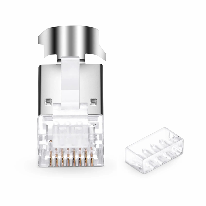 SFPS Cat6a/Cat7 RJ45 Standard Modular Plugs (Two-Piece Suit), Shielded Network Connectors for 23AWG Twisted Pair Solid Cable or Stranded Cable (50/Pack)